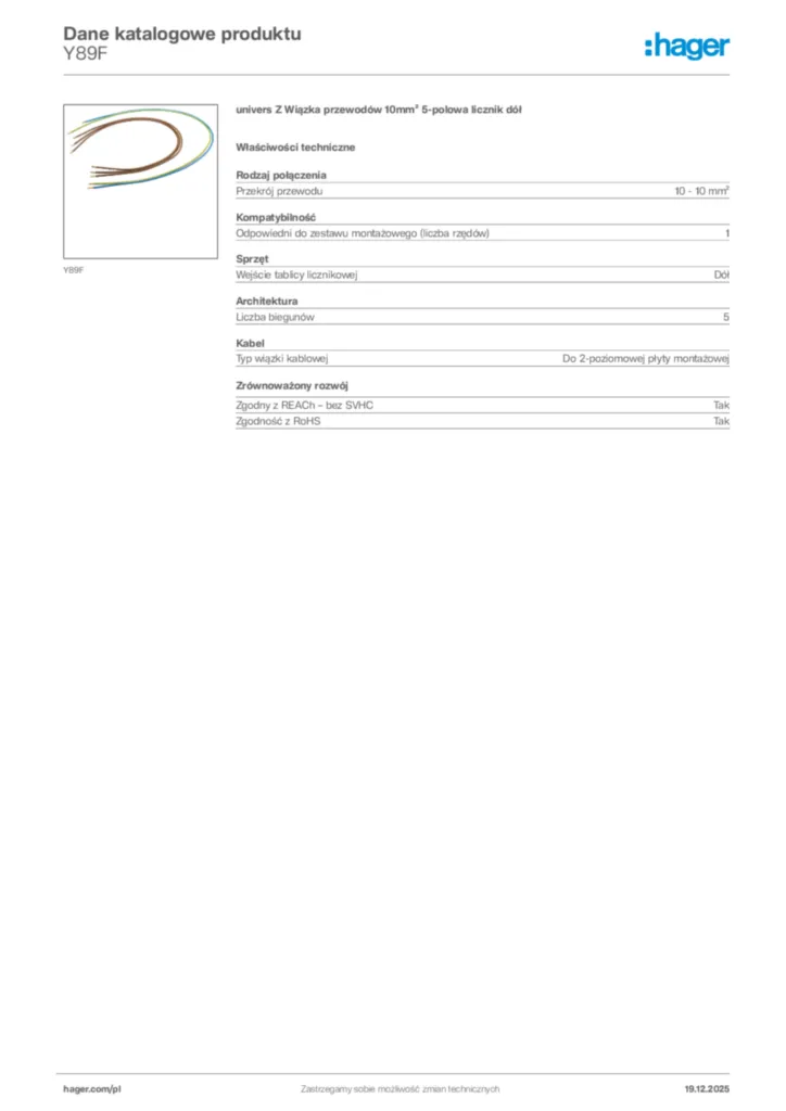 Zdjęcie Hager Karta katalogowa Y89F | Hager Polska