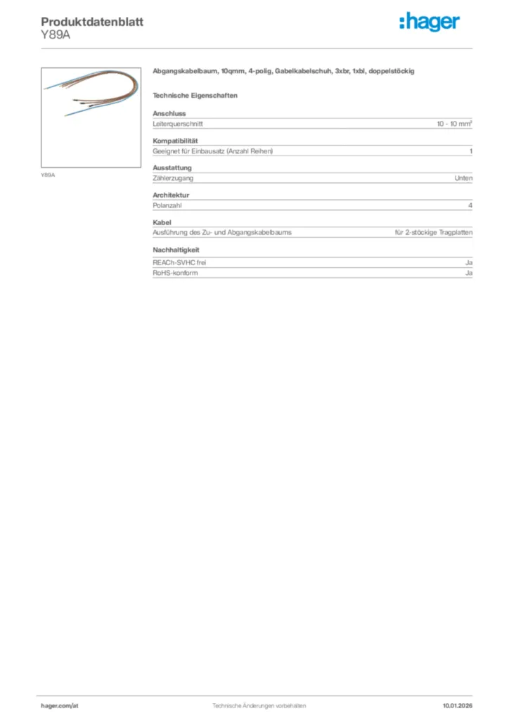 Bild Hager Produktdatenblatt Y89A | Hager Deutschland