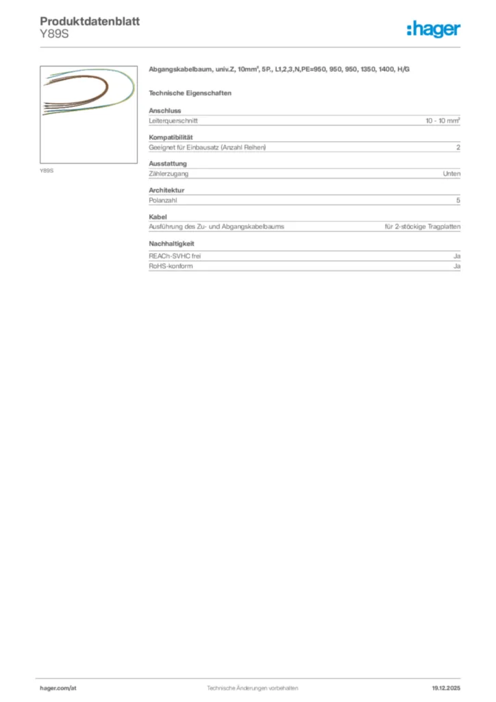 Bild Hager Produktdatenblatt Y89S | Hager Deutschland