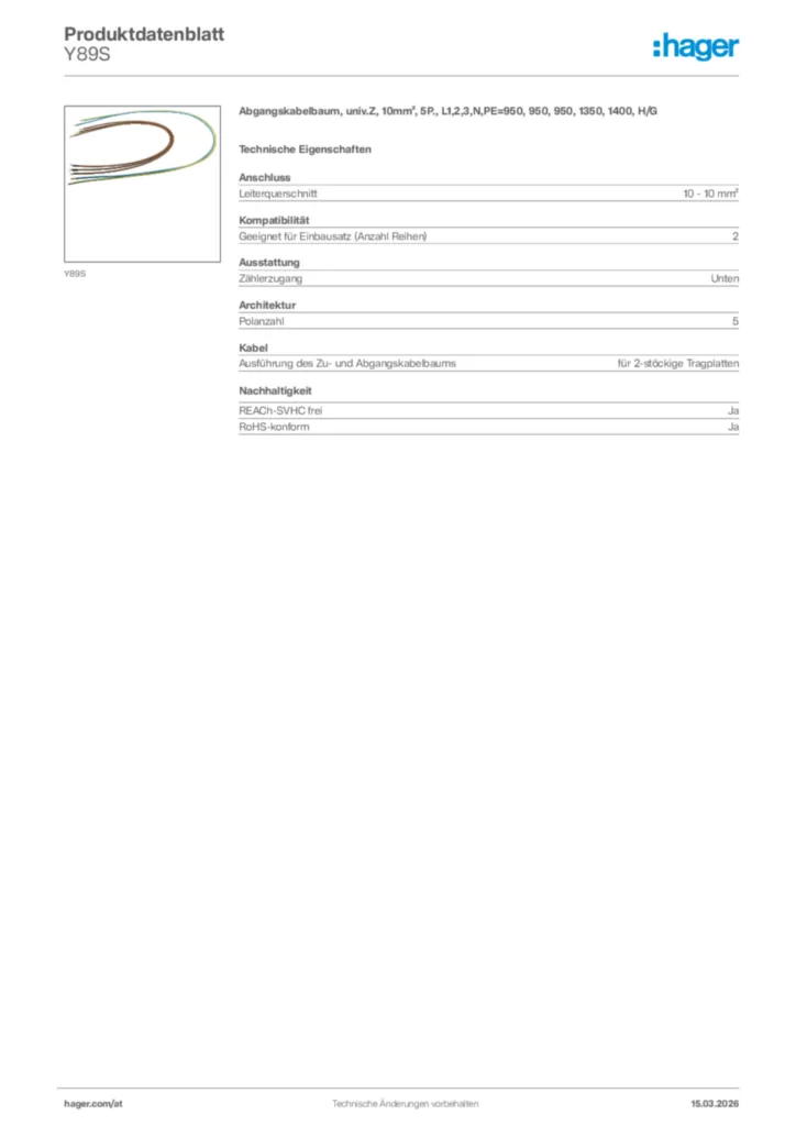 Bild Hager Produktdatenblatt Y89S | Hager Deutschland