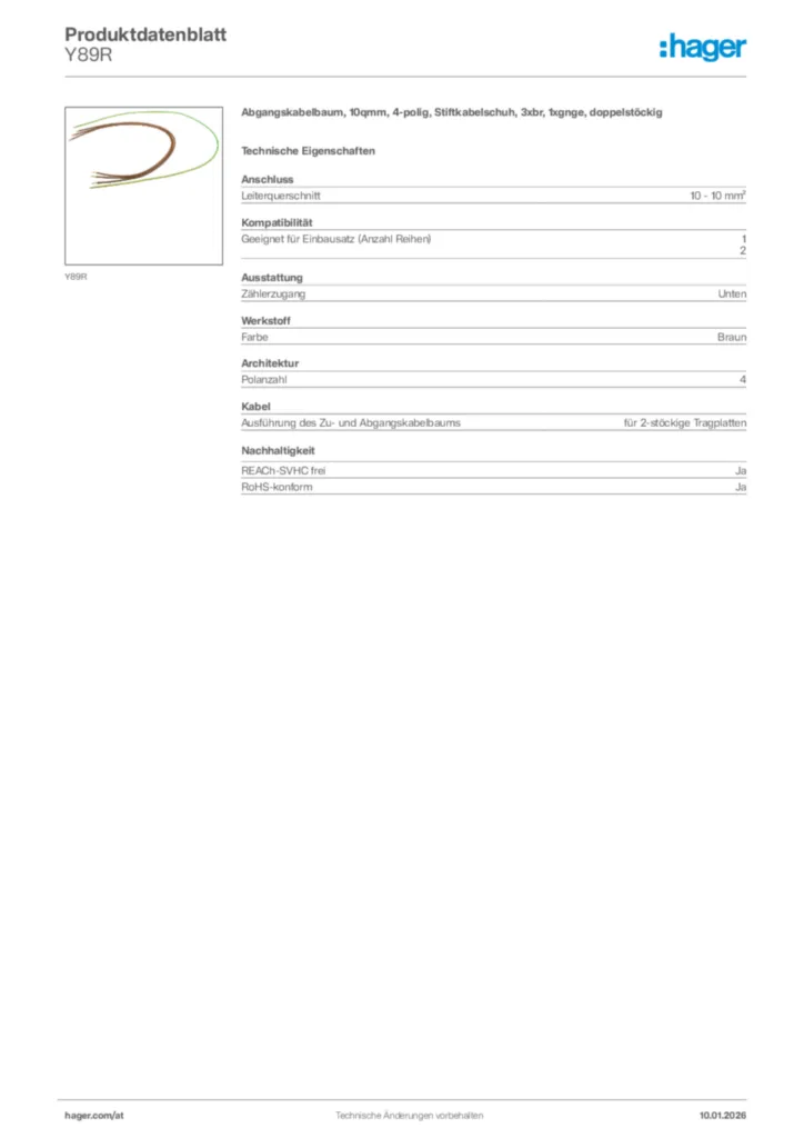Bild Hager Produktdatenblatt Y89R | Hager Deutschland