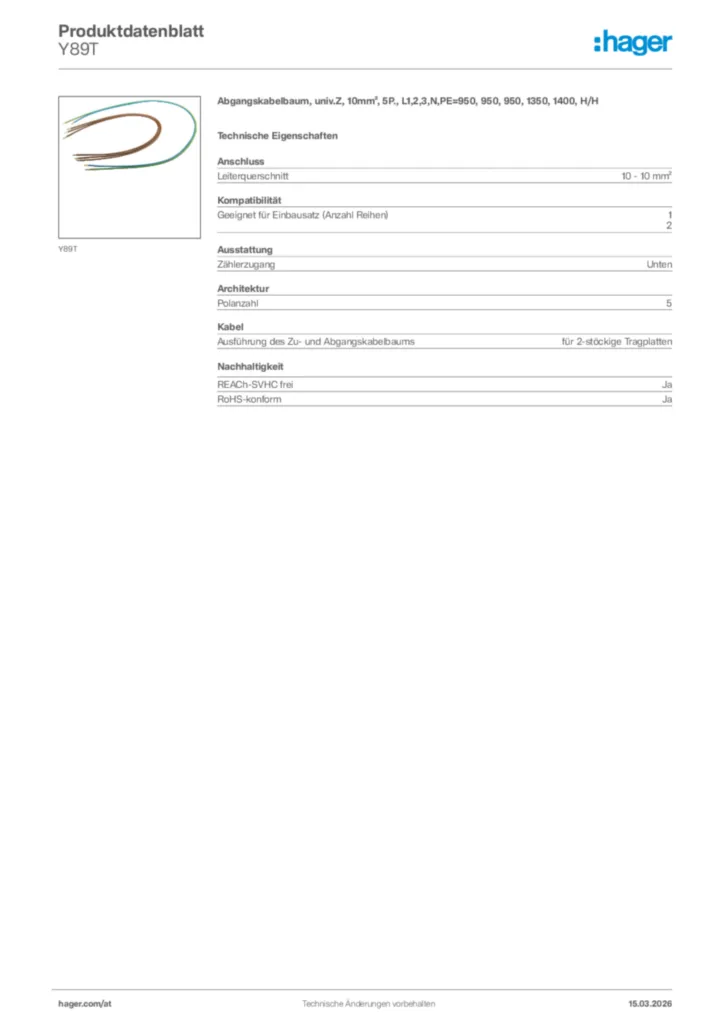 Bild Hager Produktdatenblatt Y89T | Hager Deutschland