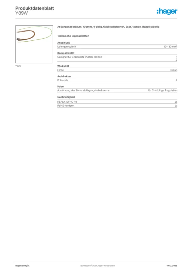 Bild Hager Produktdatenblatt Y89W | Hager Deutschland