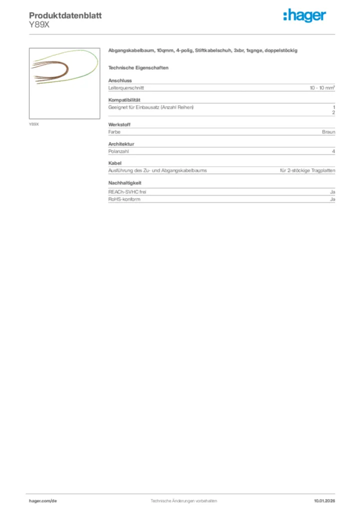 Bild Hager Produktdatenblatt Y89X | Hager Deutschland