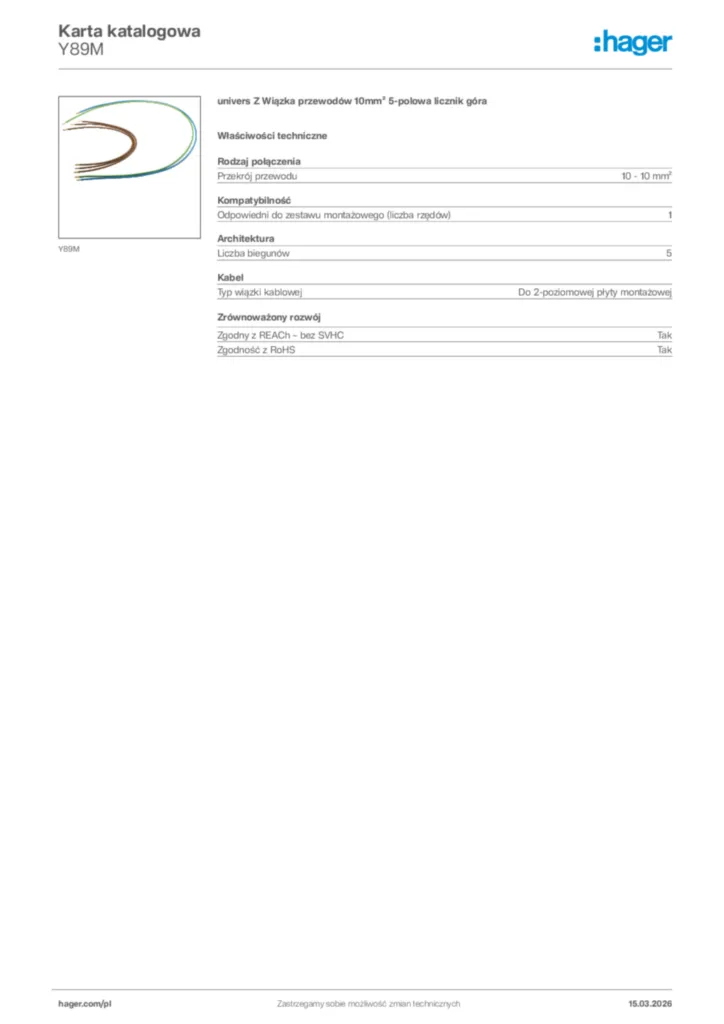 Zdjęcie Hager Karta katalogowa Y89M | Hager Polska