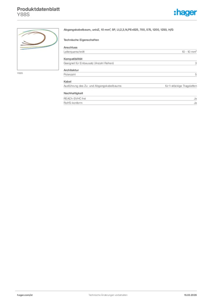 Bild Hager Produktdatenblatt Y88S | Hager Deutschland