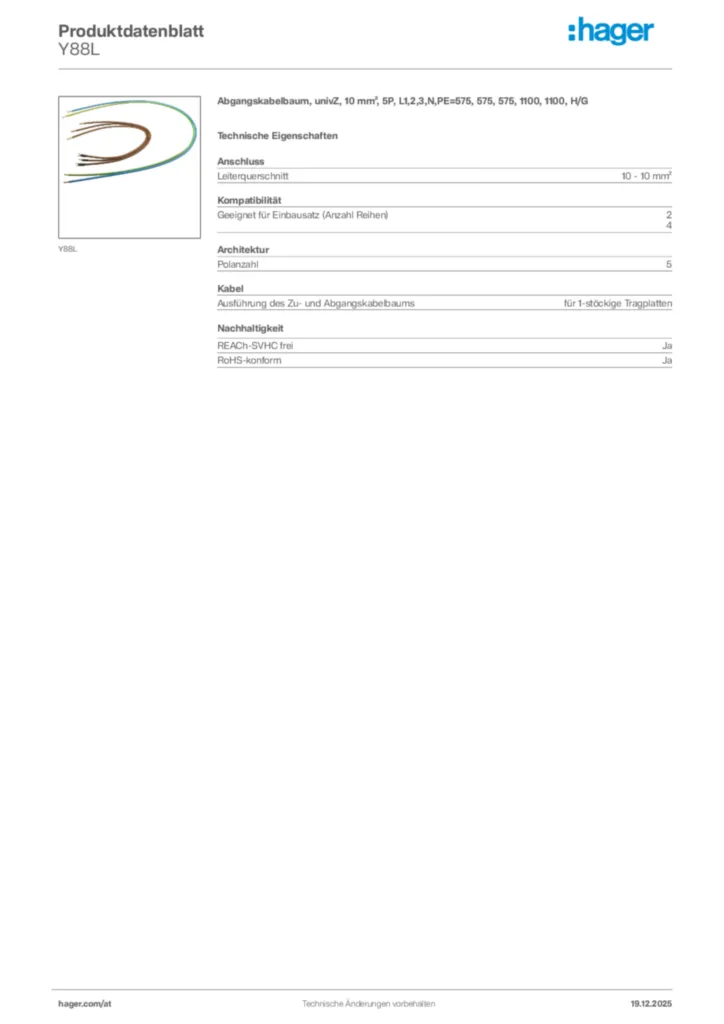 Bild Hager Produktdatenblatt Y88L | Hager Deutschland