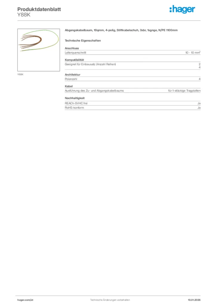 Bild Hager Produktdatenblatt Y88K | Hager Deutschland