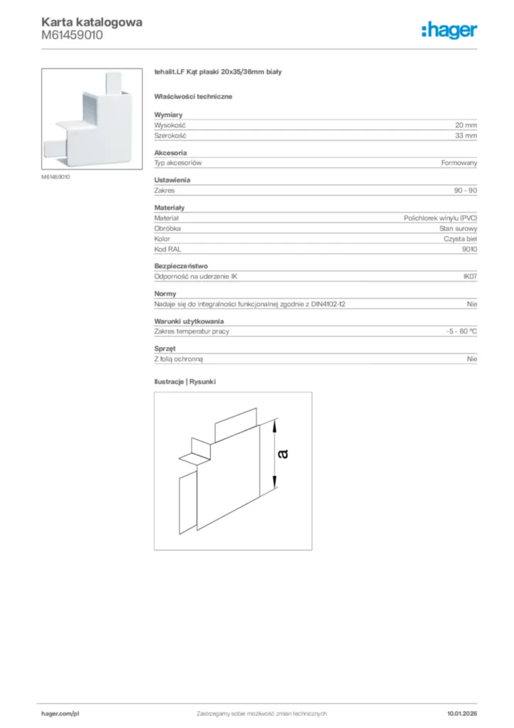 Zdjęcie Hager Karta katalogowa M61459010 | Hager Polska