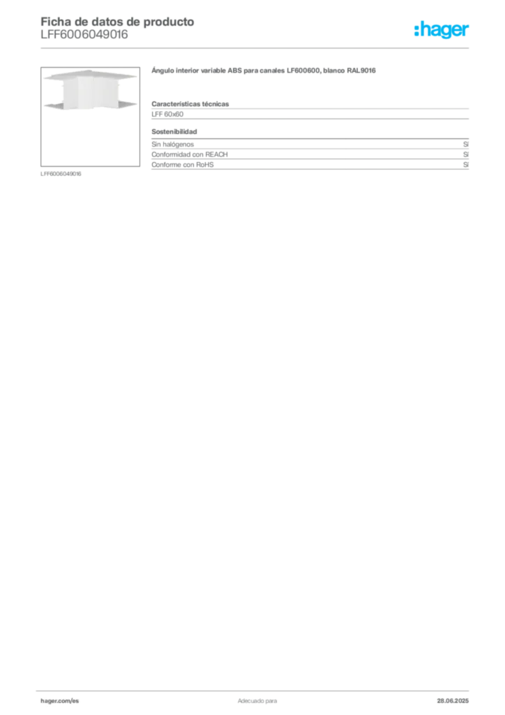 Imagen Hager Ficha de datos de producto LFF6006049016 | Hager España