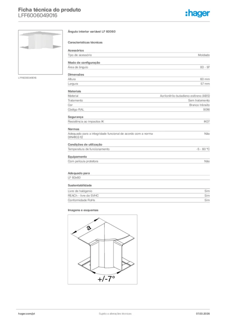 Imagem Hager Ficha técnica do produto LFF6006049016 | Hager Portugal