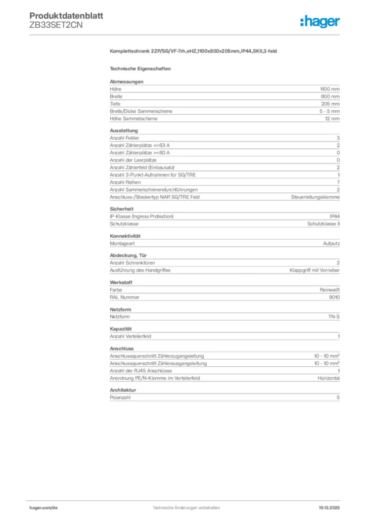 Bild Hager Produktdatenblatt ZB33SET2CN | Hager Deutschland