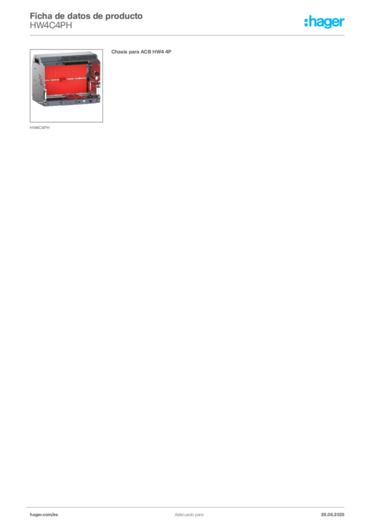 Imagen Hager Ficha de datos de producto HW4C4PH | Hager España
