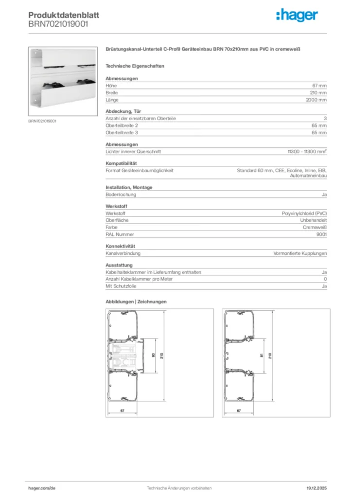 Bild Hager Produktdatenblatt BRN7021019001 | Hager Deutschland