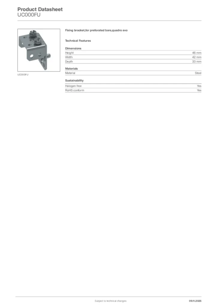 Image Hager Product data sheet UC000FU  | Hager Africa