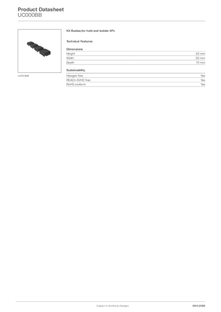Image Hager Product data sheet UC000BB  | Hager Africa