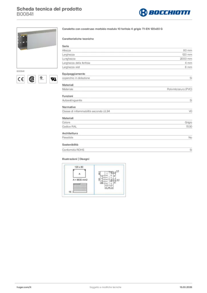 Immagine Bocchiotti Scheda tecnica del prodotto B00841 | Hager Italia