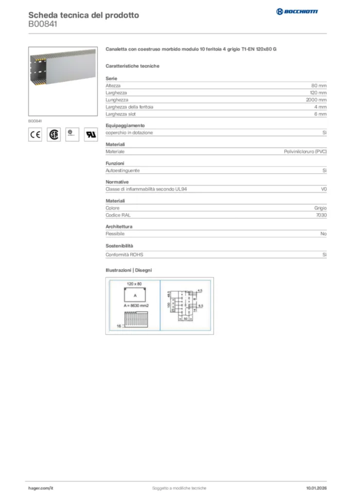 Immagine Bocchiotti Scheda tecnica del prodotto B00841 | Hager Italia