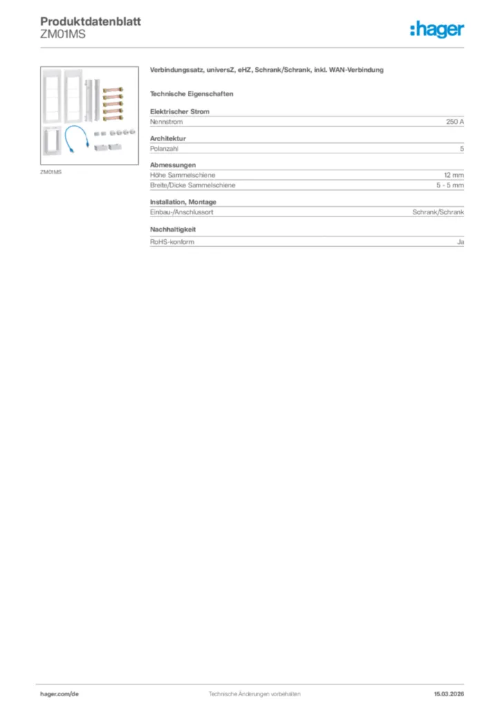 Bild Hager Produktdatenblatt ZM01MS | Hager Deutschland