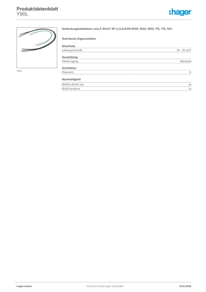 Bild Hager Produktdatenblatt Y90L | Hager Deutschland
