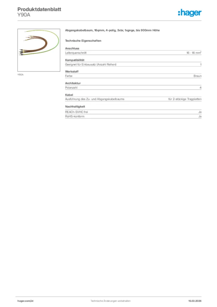 Bild Hager Produktdatenblatt Y90A | Hager Deutschland