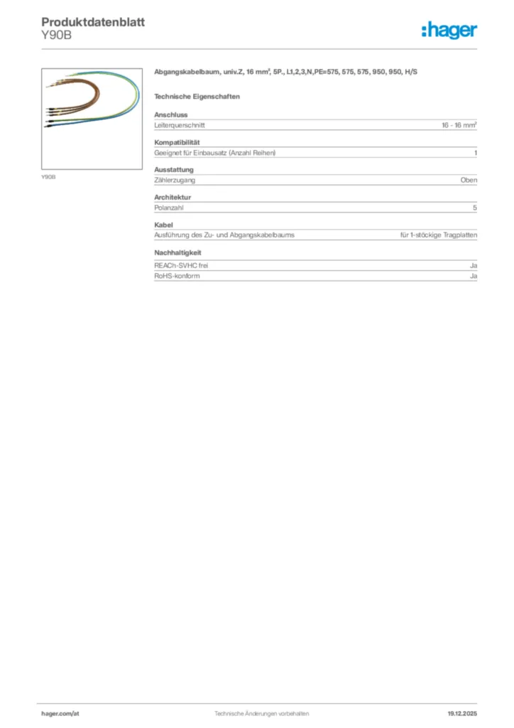 Bild Hager Produktdatenblatt Y90B | Hager Deutschland