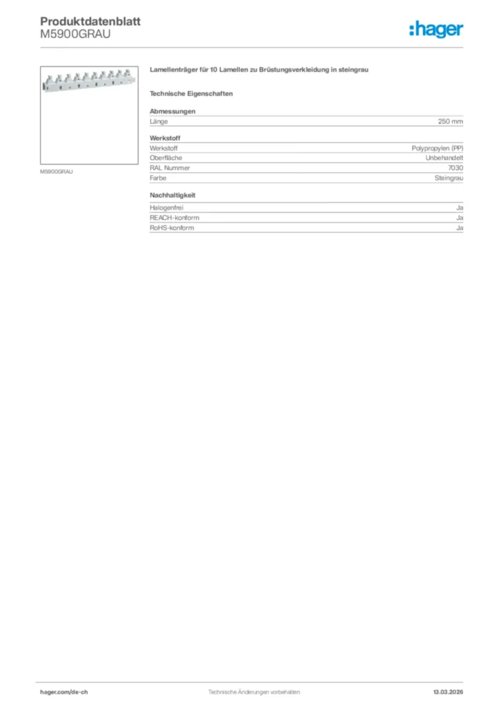 Bild Hager Produktdatenblatt M5900GRAU | Hager Schweiz