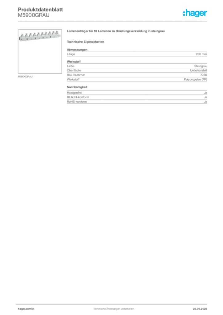 Bild Hager Produktdatenblatt M5900GRAU | Hager Deutschland