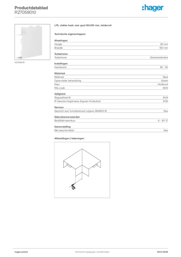 Afbeelding Hager Productdatablad R27059010 | Hager Nederland