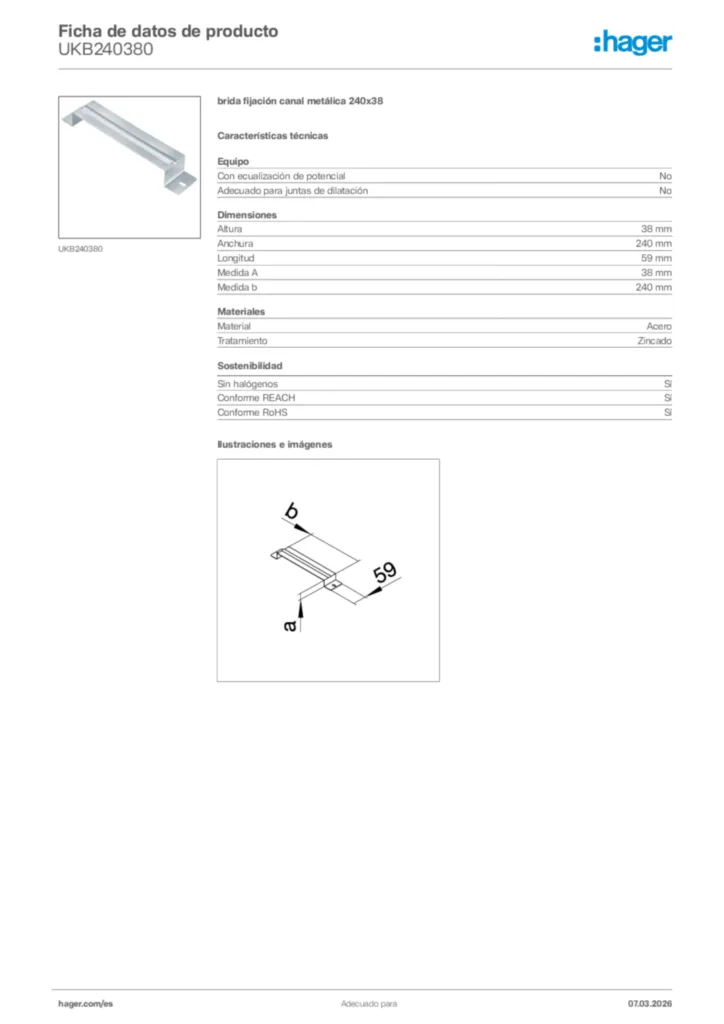 Imagen Hager Ficha de datos de producto UKB240380 | Hager España