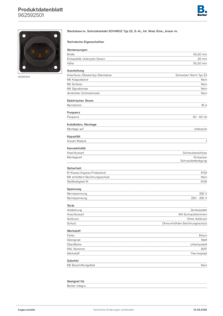 Berker Produktdatenblatt 962592501