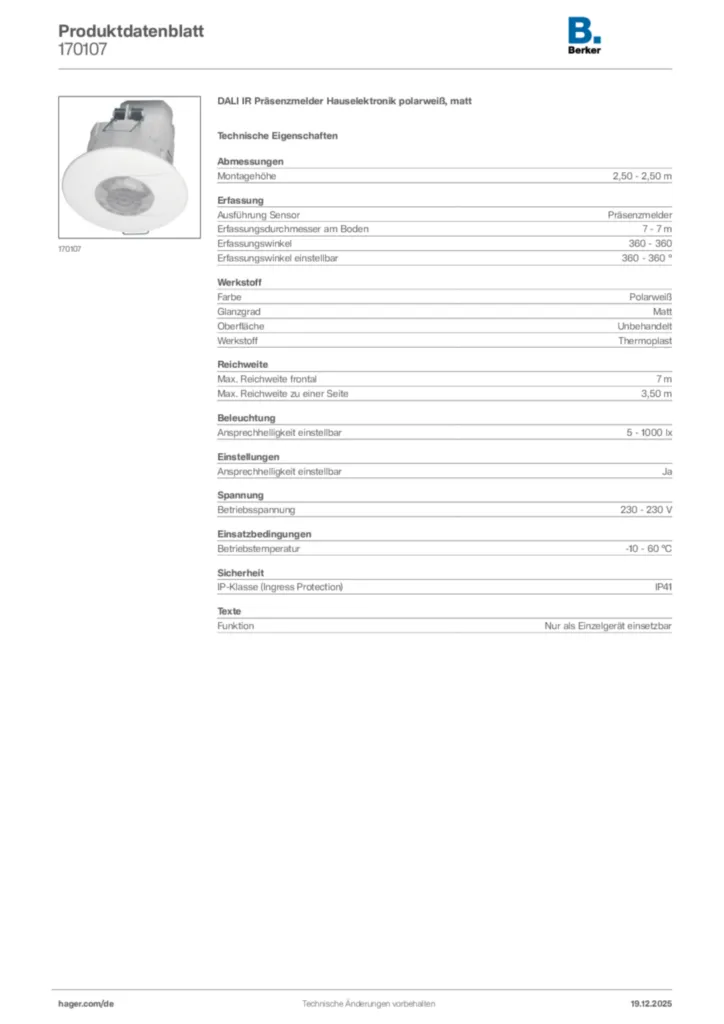 Bild Berker Produktdatenblatt 170107 | Hager Deutschland