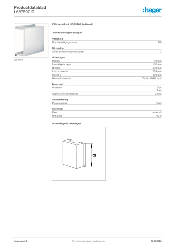 Afbeelding Hager Productdatablad L68789010 | Hager Nederland