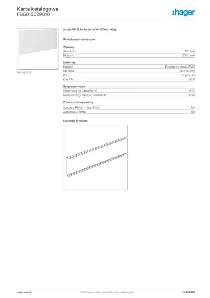 Zdjęcie Hager Karta katalogowa FB6015029010 | Hager Polska