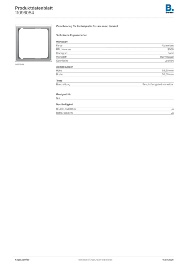 Bild Berker Produktdatenblatt 11096084 | Hager Deutschland