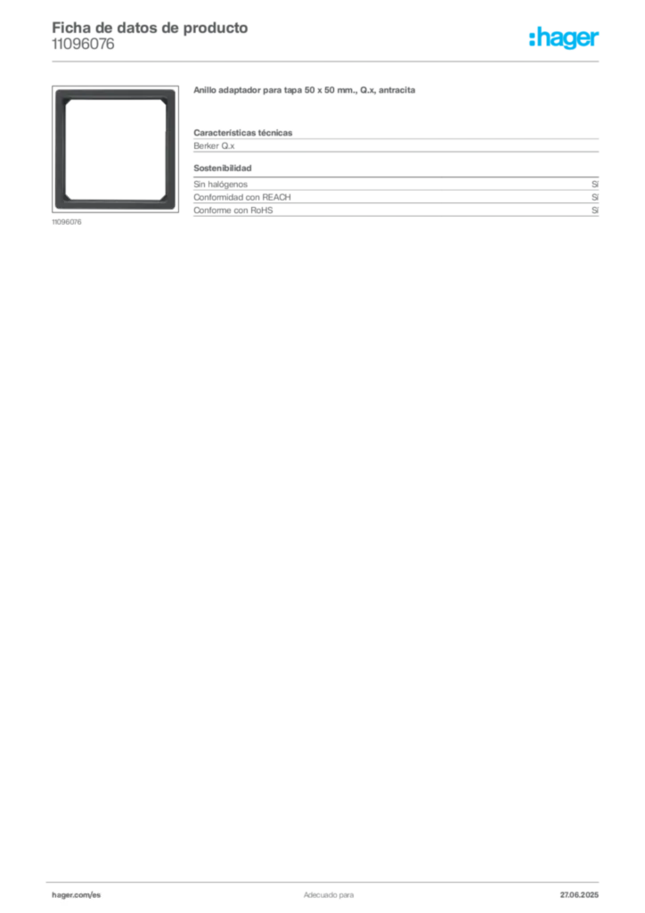 Imagen Hager Ficha de datos de producto 11096076 | Hager España