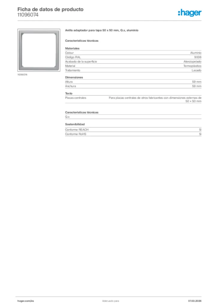 Imagen Hager Ficha de datos de producto 11096074 | Hager España