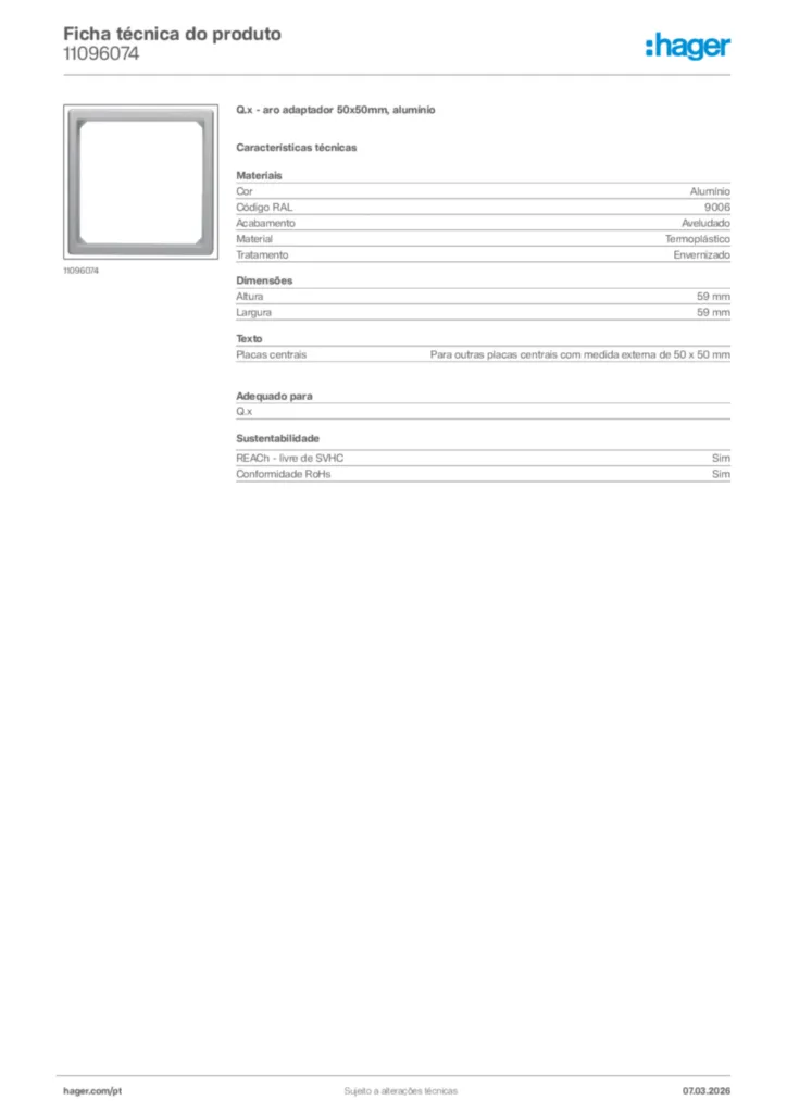 Imagem Hager Ficha técnica do produto 11096074 | Hager Portugal
