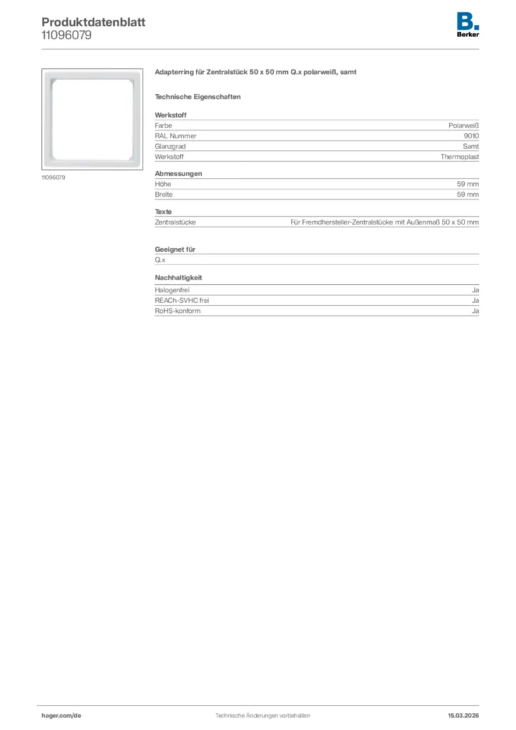 Bild Berker Produktdatenblatt 11096079 | Hager Deutschland