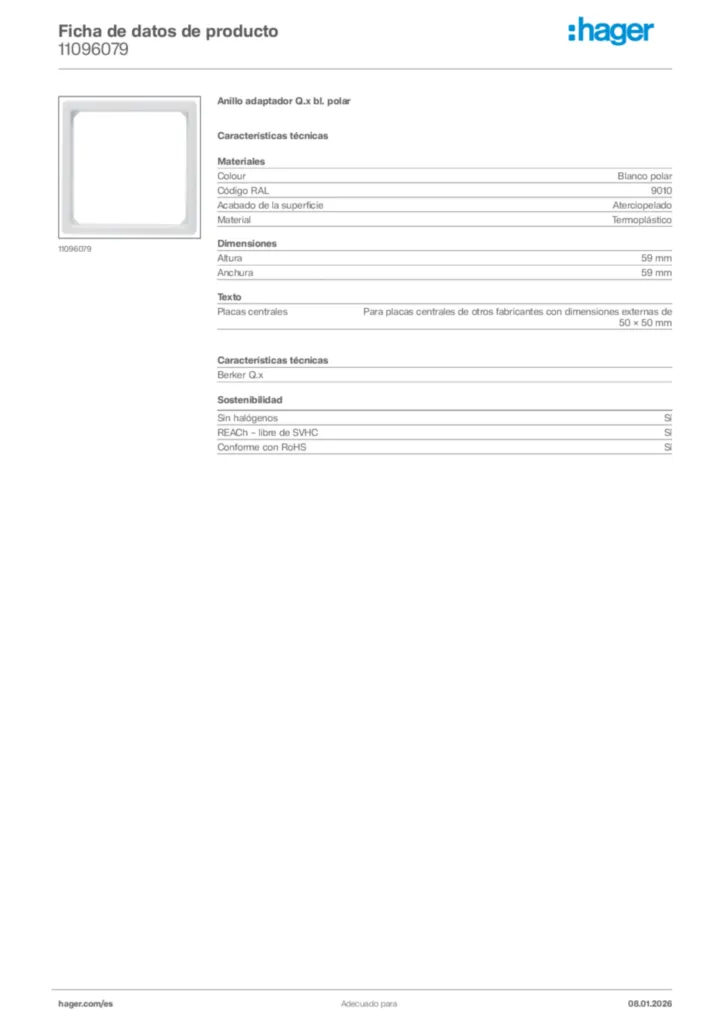Imagen Hager Ficha de datos de producto 11096079 | Hager España