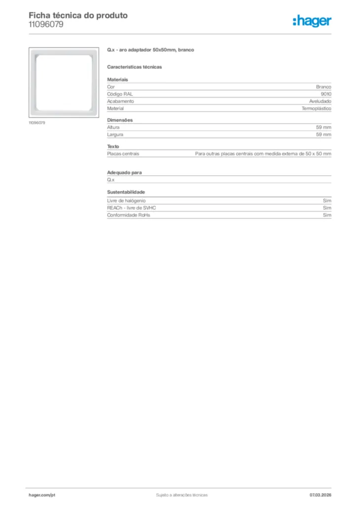 Imagem Hager Ficha técnica do produto 11096079 | Hager Portugal