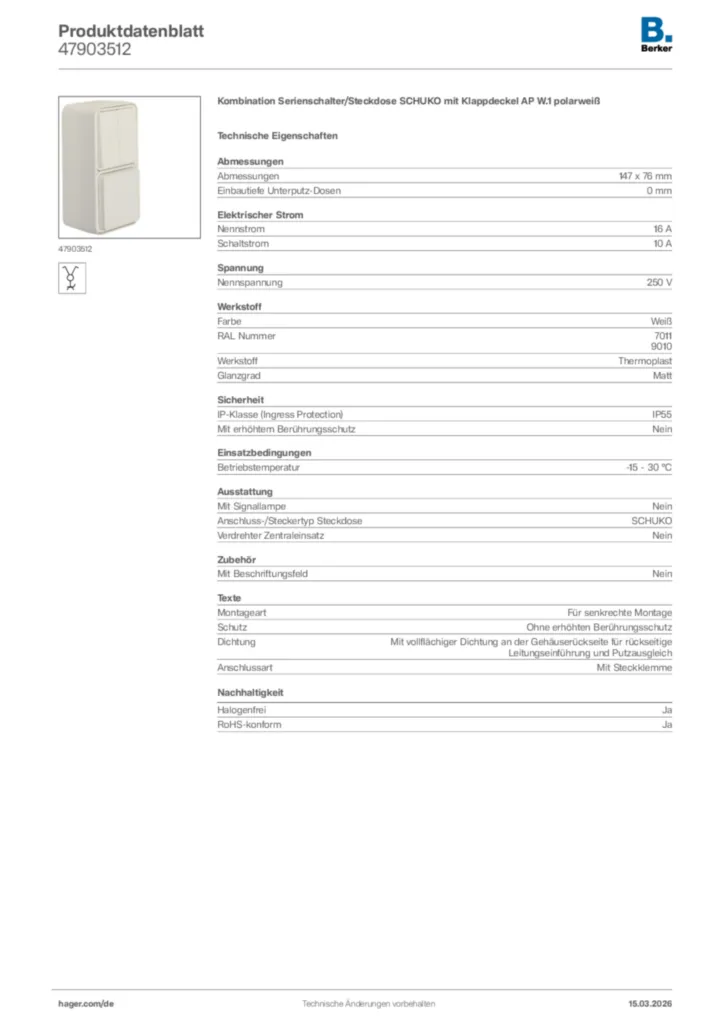 Bild Berker Produktdatenblatt 47903512 | Hager Deutschland