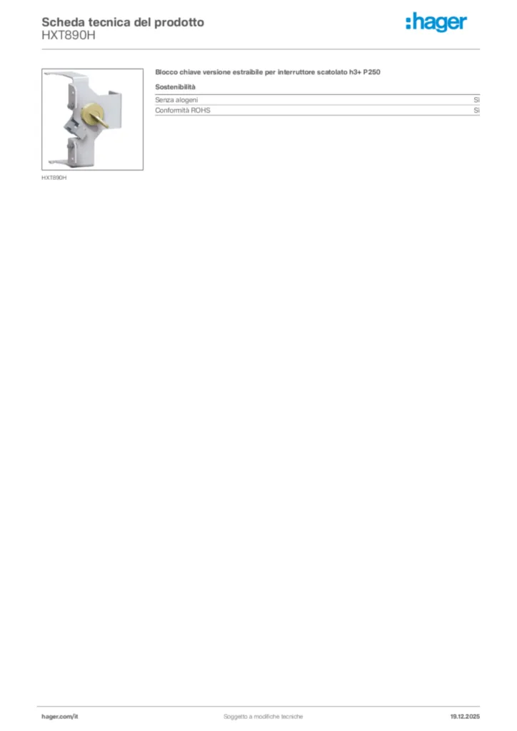 Immagine Hager Scheda tecnica del prodotto HXT890H | Hager Italia