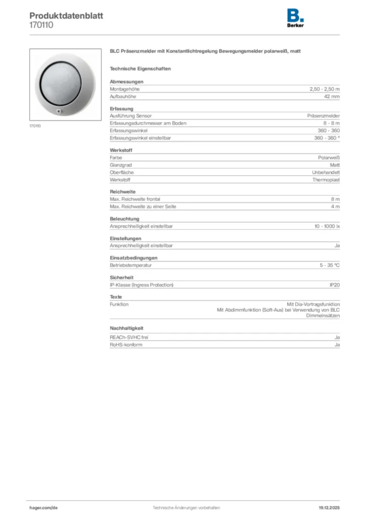 Bild Berker Produktdatenblatt 170110 | Hager Deutschland