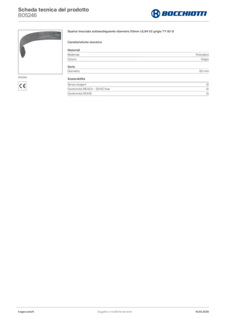 Immagine Bocchiotti Scheda tecnica del prodotto B05246 | Hager Italia
