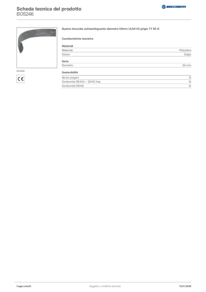 Immagine Bocchiotti Scheda tecnica del prodotto B05246 | Hager Italia
