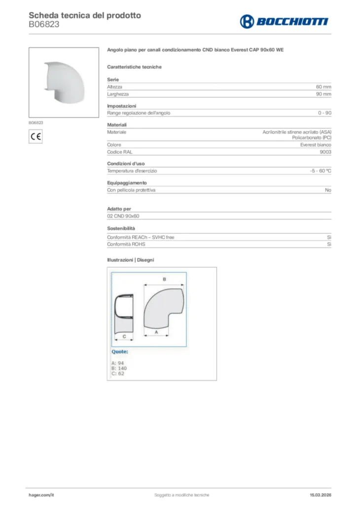 Immagine Bocchiotti Scheda tecnica del prodotto B06823 | Hager Italia