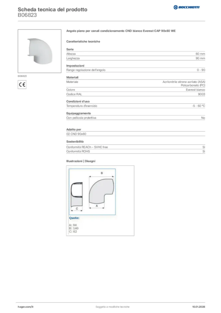 Immagine Bocchiotti Scheda tecnica del prodotto B06823 | Hager Italia