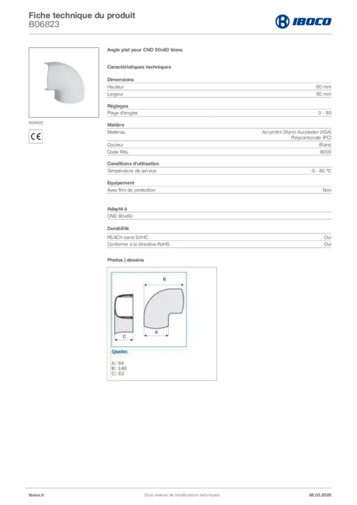 Image Iboco Fiche technique du produit B06823 | Hager France