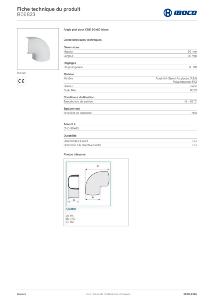 Image Iboco Fiche technique du produit B06823 | Hager France